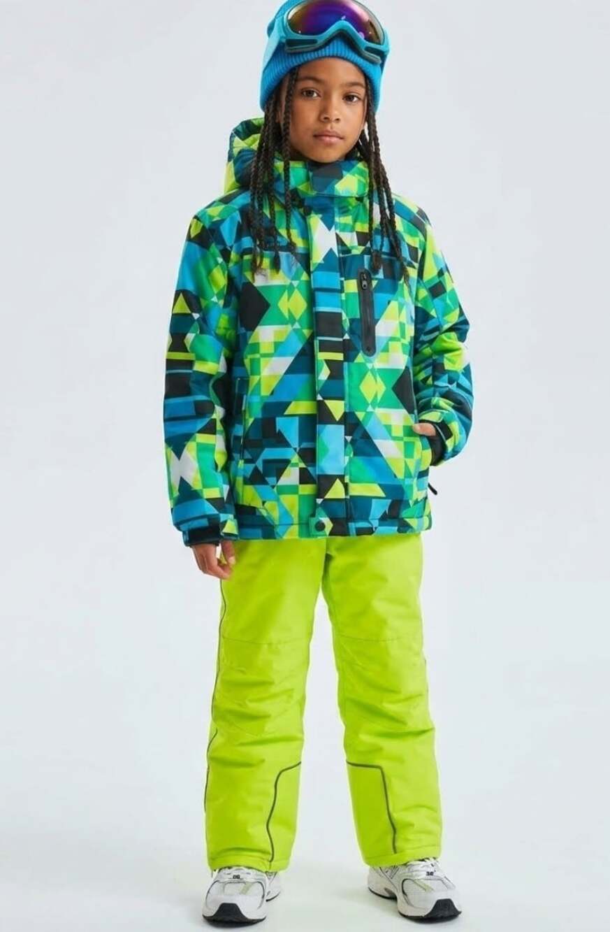 Kids Puffer Ski Snow Jacket Fleece Detach Hood Lined Zip Waterproof Winter Coat